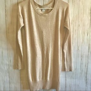 Crew neck long tan sweater